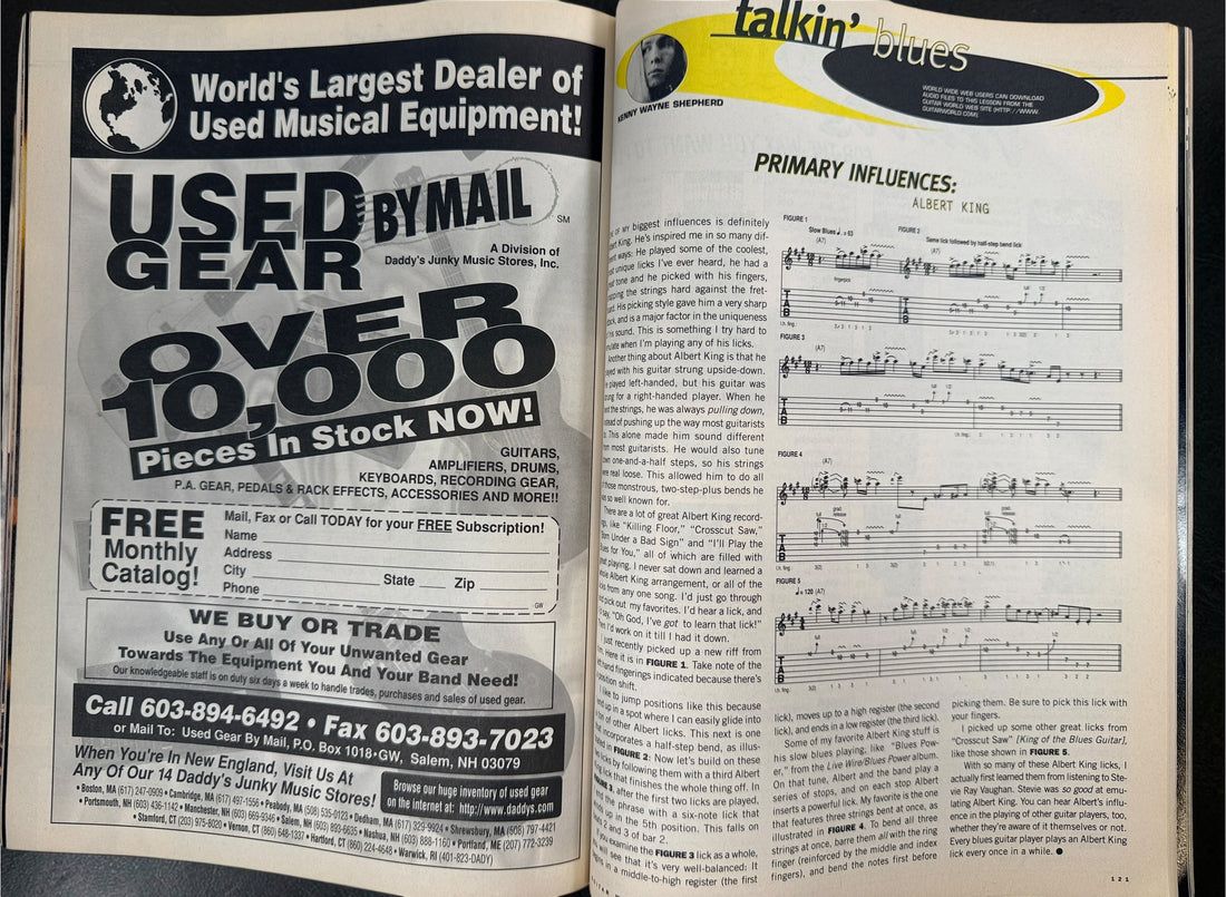 Vintage Guitar World December 1996 magazine featuring Marilyn Manson, Van Halen, No Doubt, White Zombie, Pantera, Bob Marley, and guitar transcriptions.