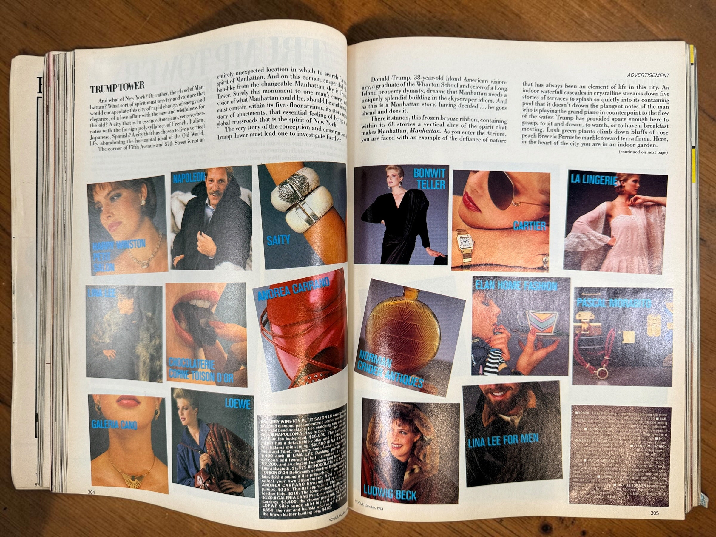 Vintage Vogue Magazine October 1984 featuring Brooke Shields on the cover. Special Beauty Issue with couture fashion, luxury advertising, and iconic 1980s style.