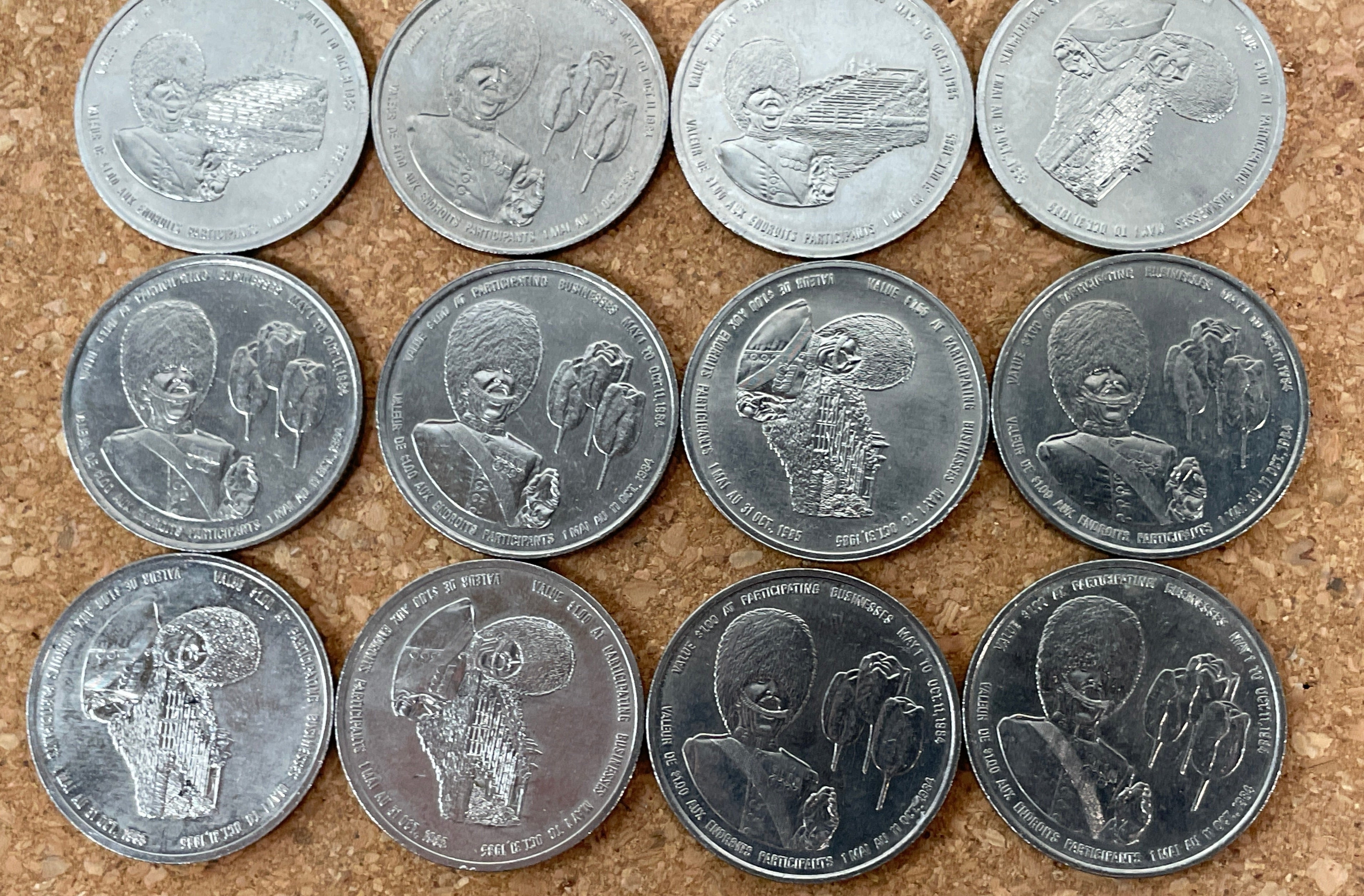 Dollar commercial Ottawa-Hull 1984 – Souvenir de la région de la capitale no 4 – Lot de 14 pièces