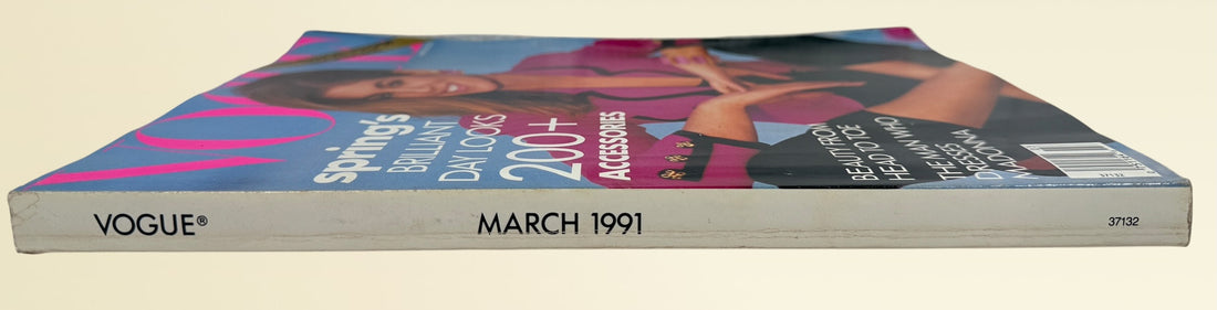 Original Vogue Magazine March 1991 featuring Cindy Crawford on the cover with Jean Paul Gaultier feature, spring fashion, beauty, and accessories. Collectible vintage issue.