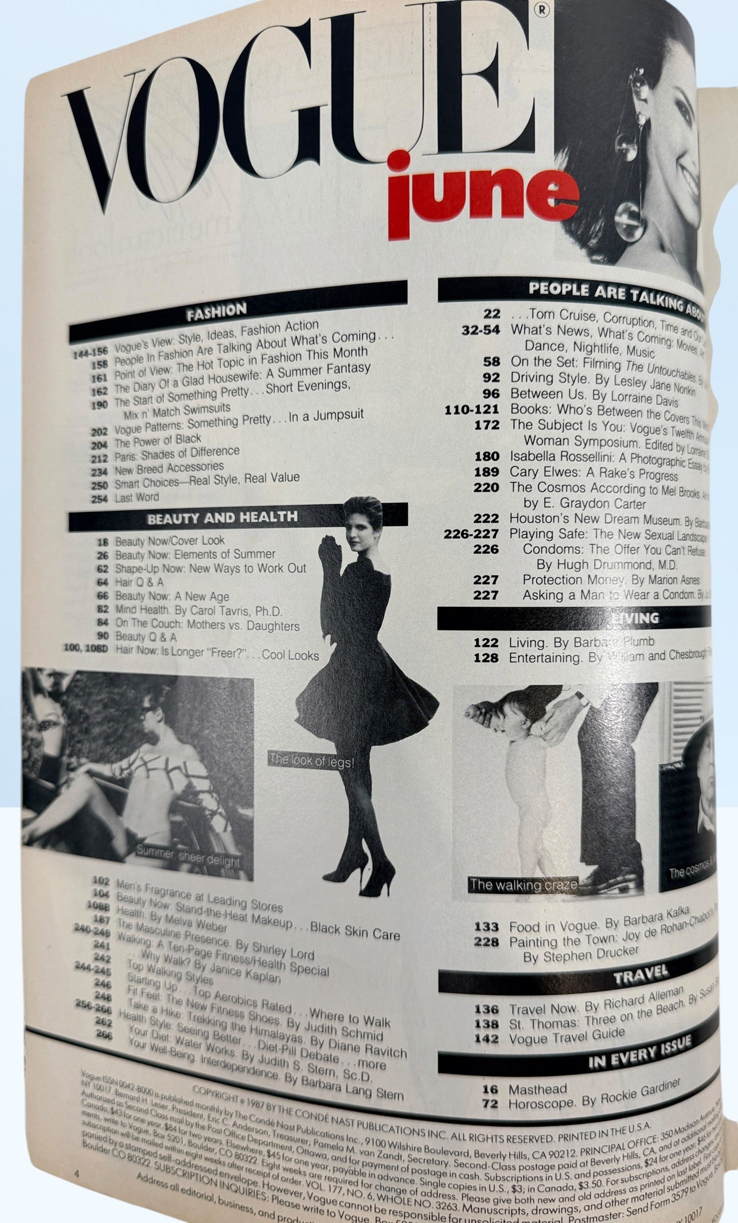 Original Vogue Magazine June 1987 featuring Paris and Milan runway collections, luxury fashion advertising, beauty features and iconic late-1980s style.
