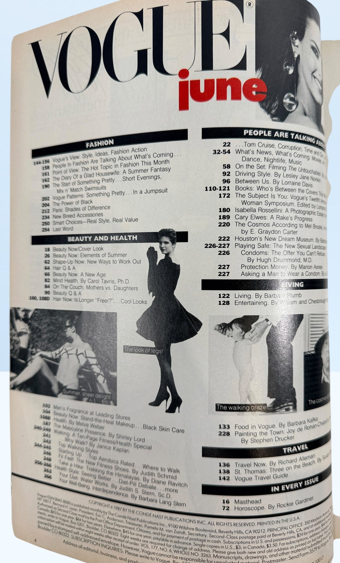 Original Vogue Magazine June 1987 featuring Paris and Milan runway collections, luxury fashion advertising, beauty features and iconic late-1980s style.