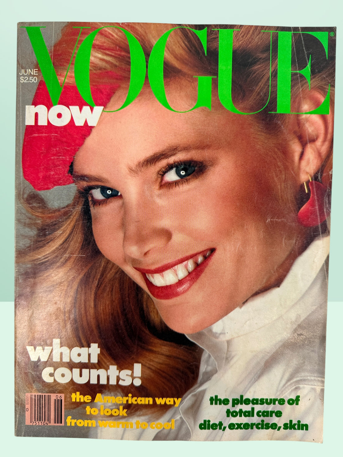 Original June 1982 Vogue magazine featuring Norma Kamali, Galanos, Brooke Astor, Lena Horne, Margaret Atwood, and iconic early-1980s fashion and advertising.