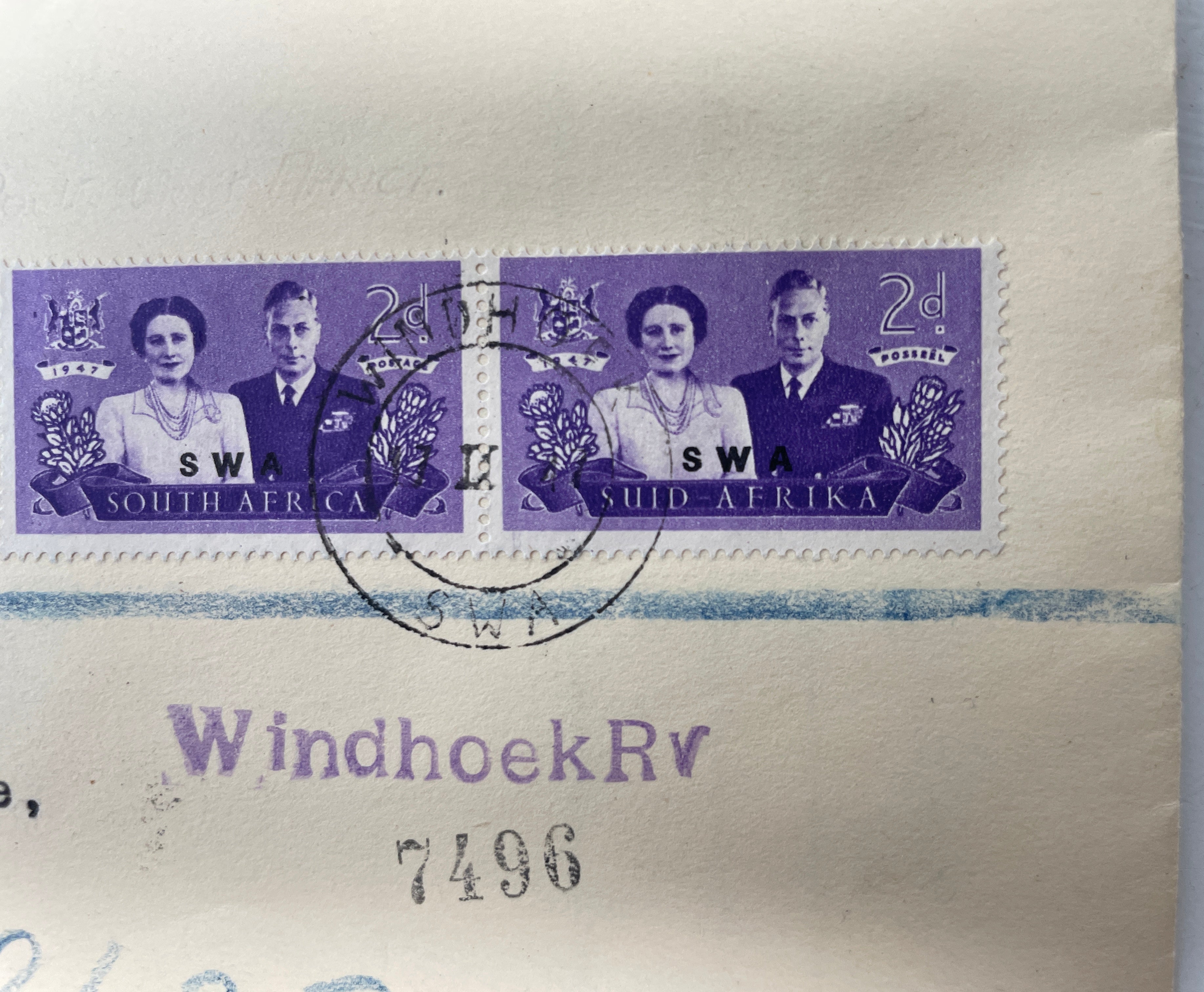 1947 Royal Visit FDC – South Africa & SWA Overprint Stamps