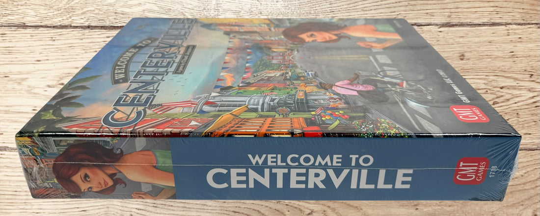 Factory sealed Welcome to Centerville board game by GMT Games. 2017 strategy city-building game for 2–4 players designed by Chad Jensen. New old stock collectible.