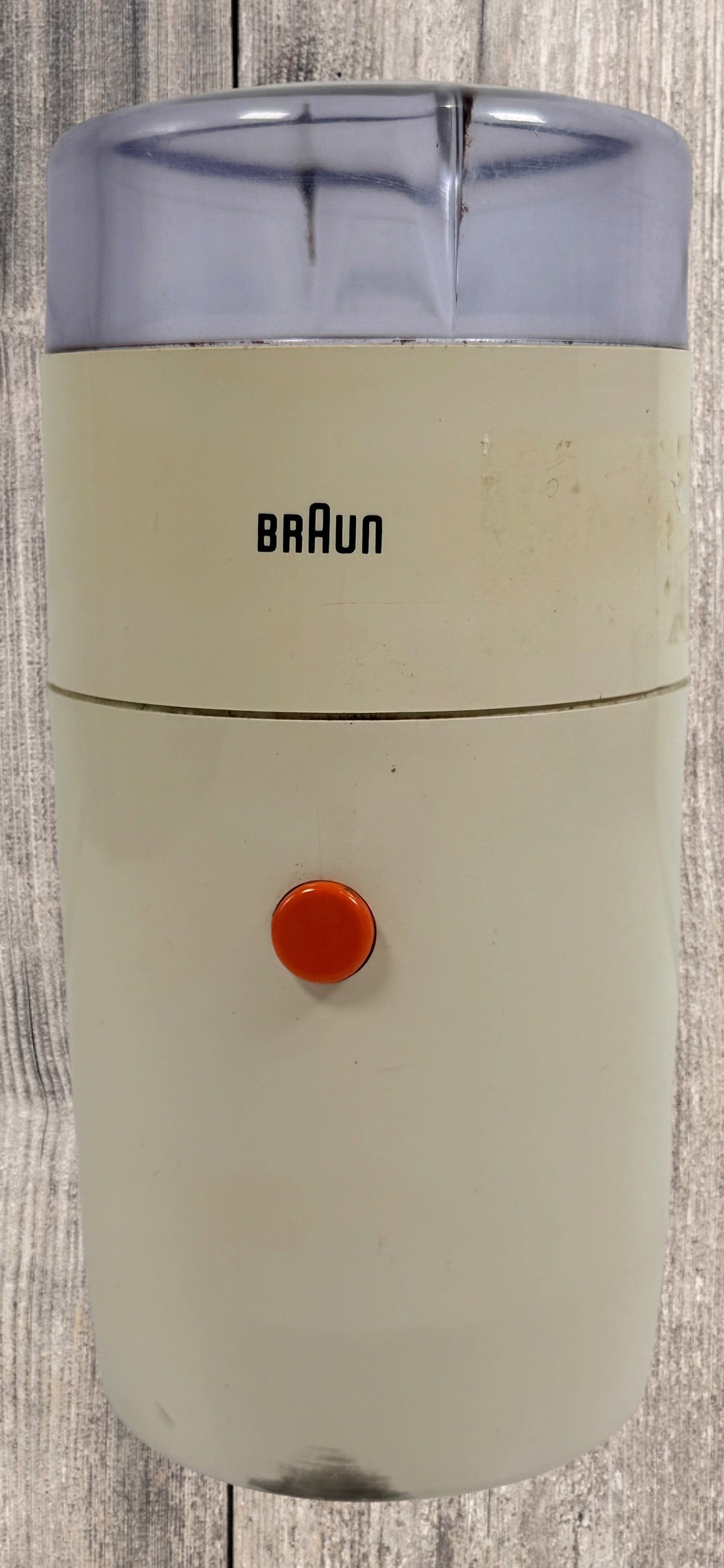 Vintage Braun KSM 1 coffee grinder made in West Germany. Classic Dieter Rams-era design with stainless steel grinding chamber. Tested and working.