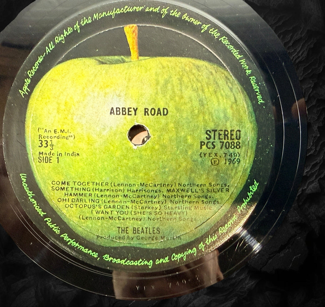Original Indian pressing of The Beatles Abbey Road on Apple Records PCS 7088. Rare EMI India stereo LP with iconic cover, highly collectible for Beatles fans worldwide.