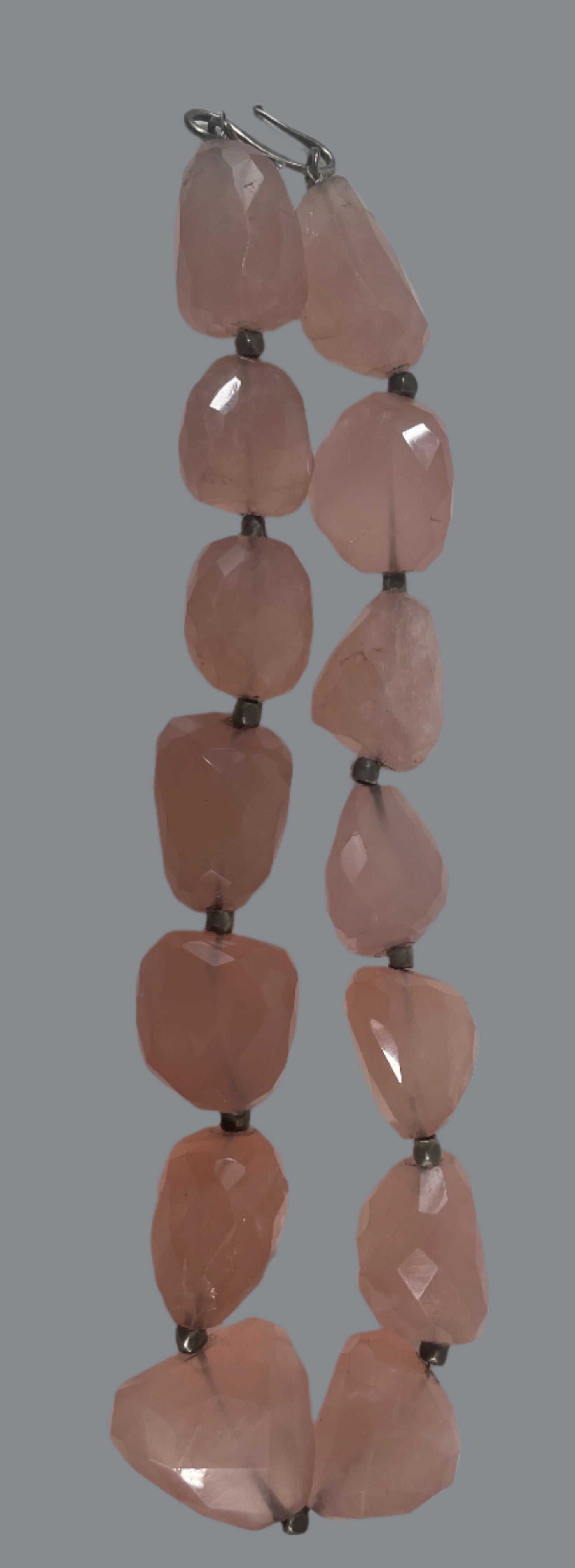 Collier en quartz rose – Perles de pierres précieuses à facettes, enfilées à la main, style vintage