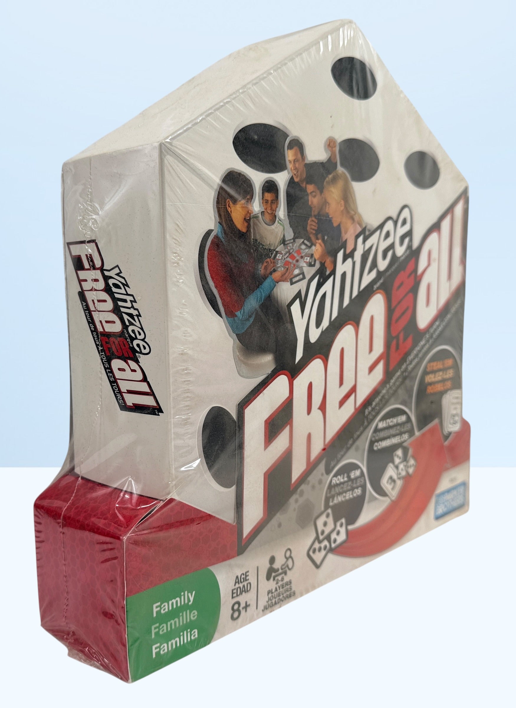 Factory-sealed 2008 Parker Brothers Yahtzee Free For All board game. Out-of-print family dice game for 2–6 players in excellent unopened collectible condition.