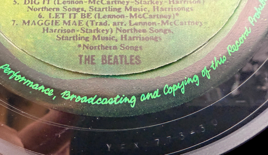 Rare Indian pressing of The Beatles Let It Be on Apple Records PCS 7096. Original EMI India vinyl LP with Apple labels, collectible Beatles album in VG+ condition.