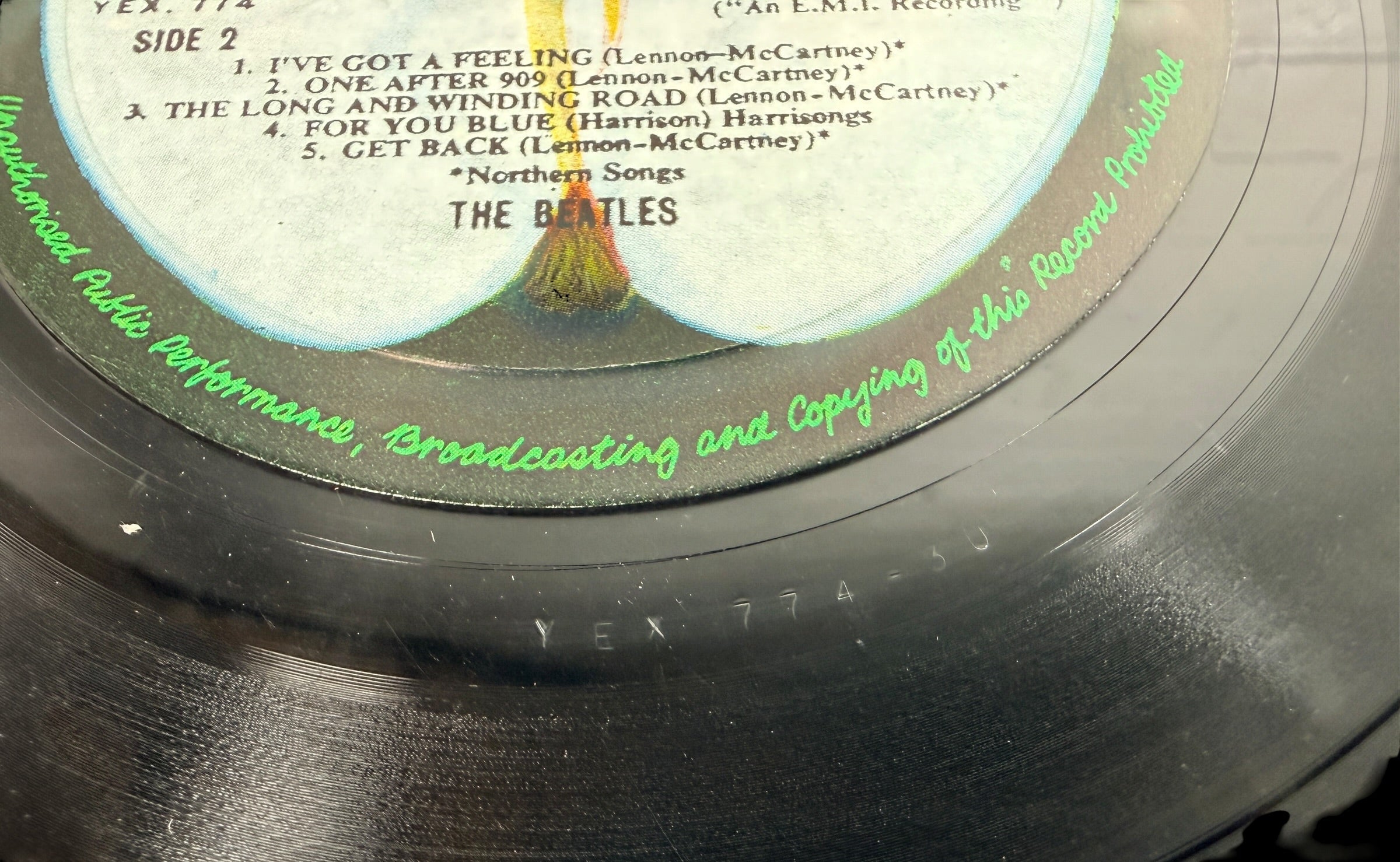 Rare Indian pressing of The Beatles Let It Be on Apple Records PCS 7096. Original EMI India vinyl LP with Apple labels, collectible Beatles album in VG+ condition.