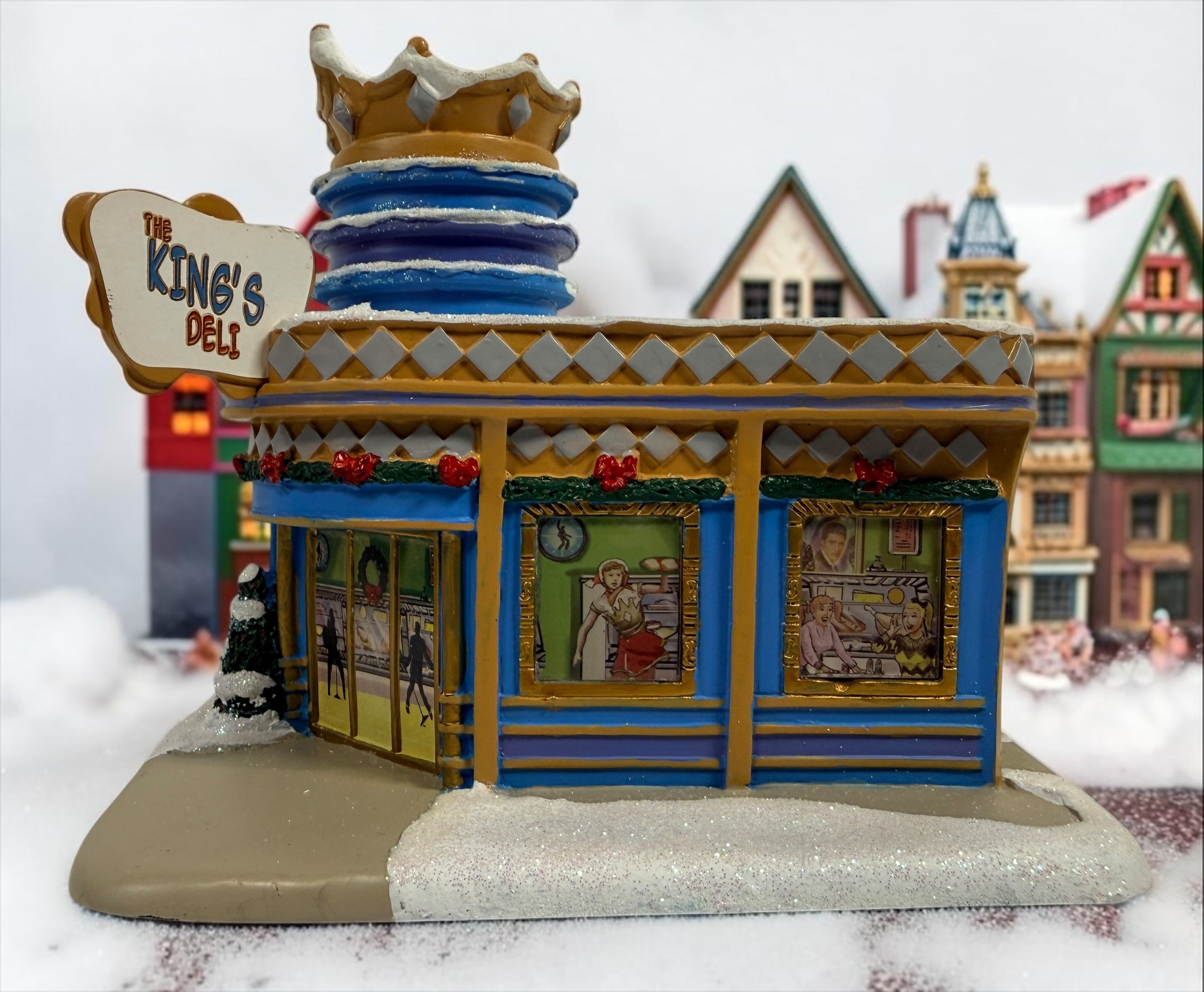 Official 2008 Hawthorne Village Elvis Presley Rock ‘n’ Roll Holiday Village “The King’s” Deli collectible. Great display piece. Bulb, wiring and light cord not included.