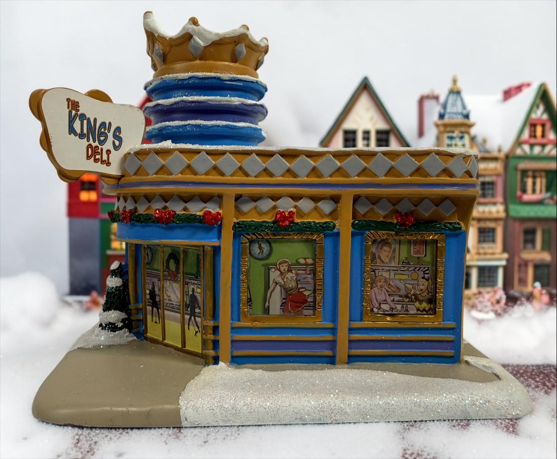 Official 2008 Hawthorne Village Elvis Presley Rock ‘n’ Roll Holiday Village “The King’s” Deli collectible. Great display piece. Bulb, wiring and light cord not included.