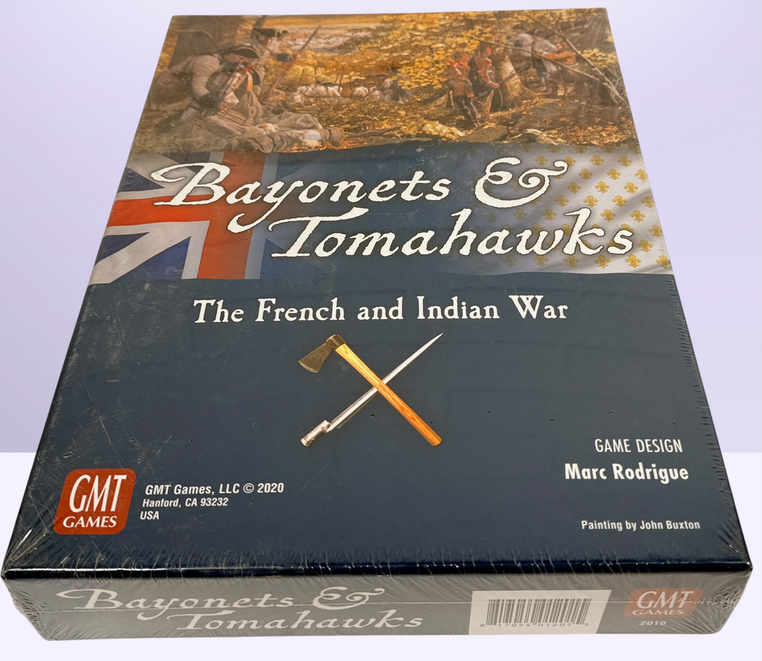 Factory sealed GMT Games Bayonets &amp; Tomahawks board game covering the French &amp; Indian War. Historical strategy wargame by Marc Rodrigue, new in shrink.