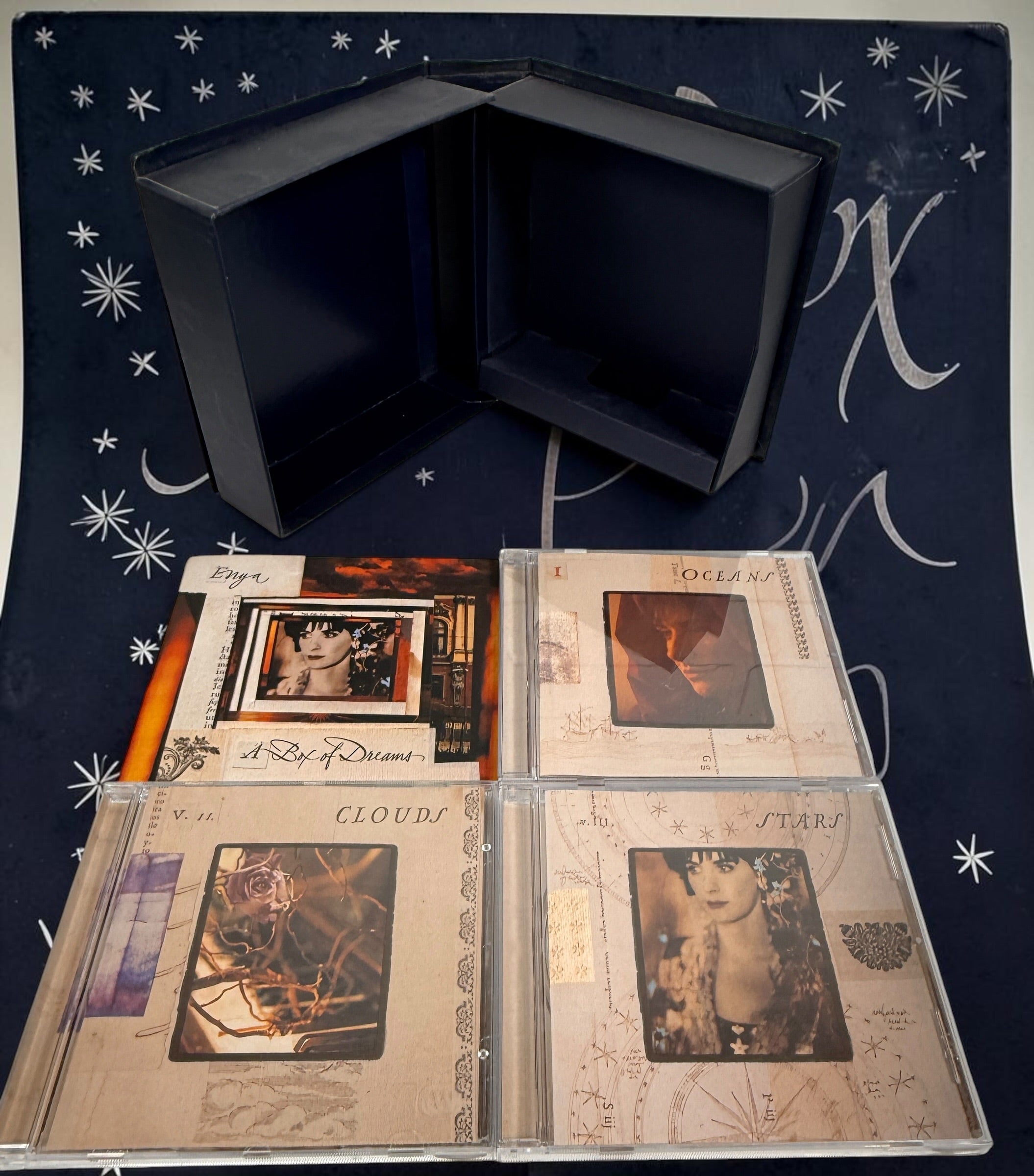 Complete 1997 Enya A Box of Dreams deluxe 3-CD box set with Oceans, Clouds, Stars, original booklet, and presentation box. Made in Germany.