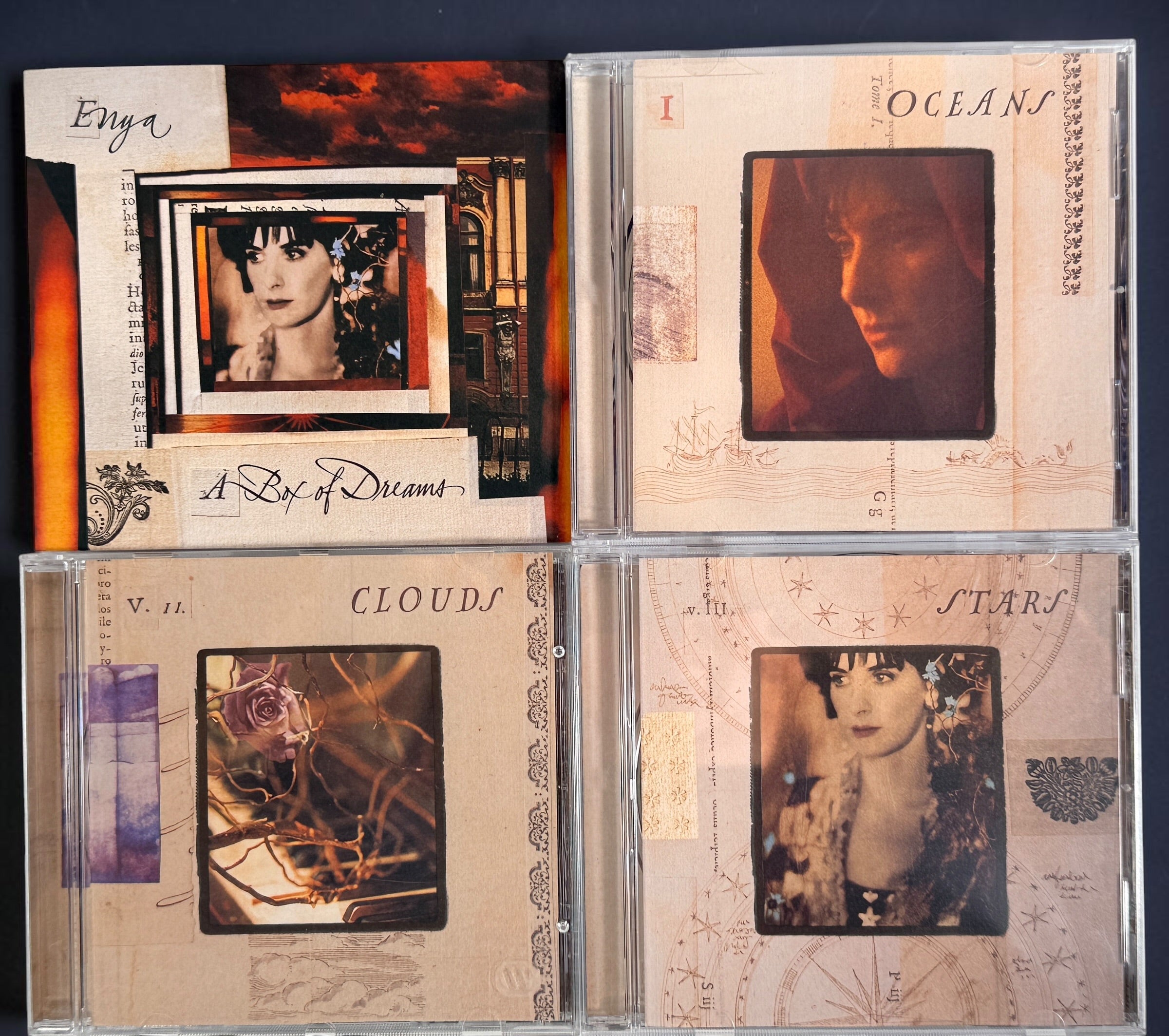 Complete 1997 Enya A Box of Dreams deluxe 3-CD box set with Oceans, Clouds, Stars, original booklet, and presentation box. Made in Germany.