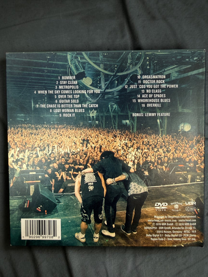 Motörhead Clean Your Clock deluxe 2DVD Digibook from 2016 featuring Lemmy’s final live performances, bonus content, booklet, and Region 0 playback.