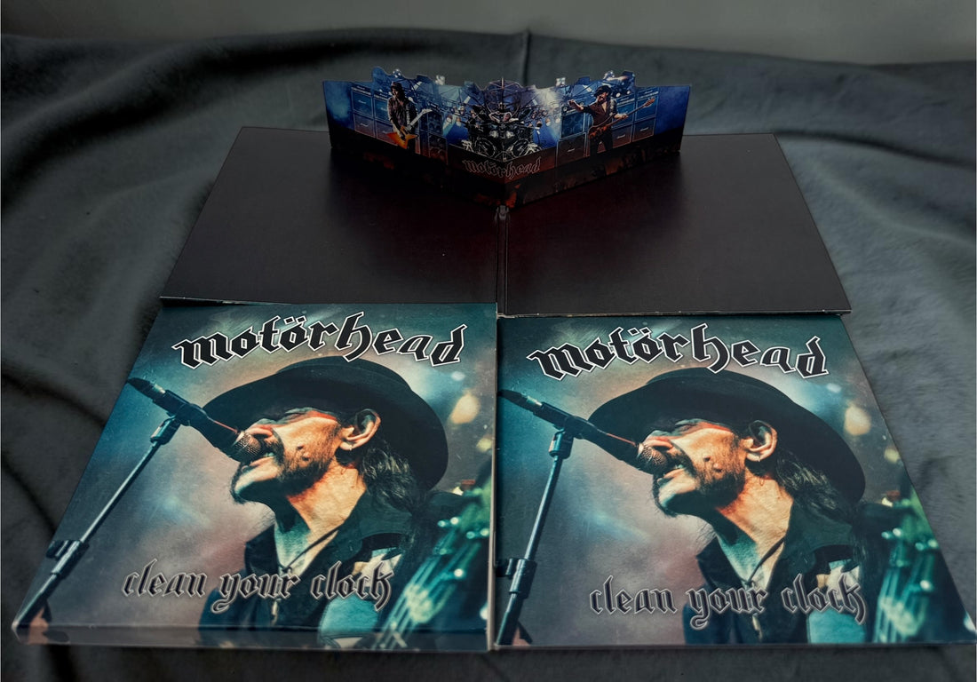 Motörhead Clean Your Clock deluxe 2DVD Digibook from 2016 featuring Lemmy’s final live performances, bonus content, booklet, and Region 0 playback.