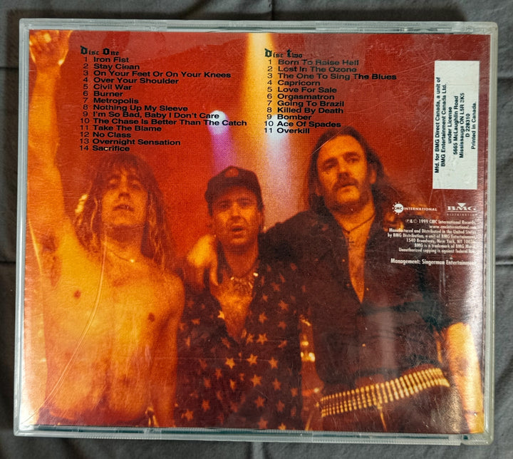 Original 1999 Motörhead&nbsp;Everything Louder Than Everyone Else 2-CD live album featuring Lemmy. Complete BMG Direct Canada edition with original artwork.