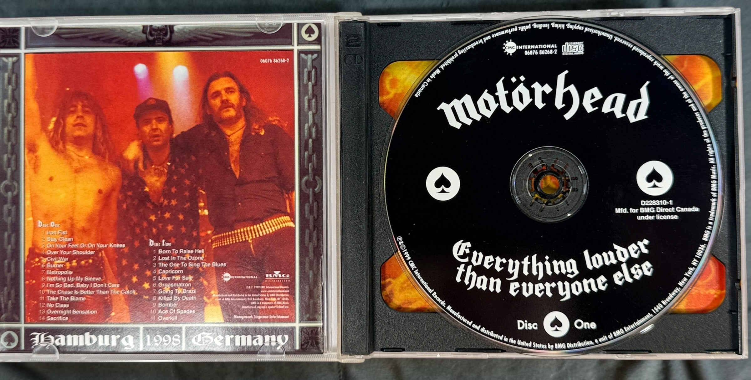 Original 1999 Motörhead&nbsp;Everything Louder Than Everyone Else 2-CD live album featuring Lemmy. Complete BMG Direct Canada edition with original artwork.
