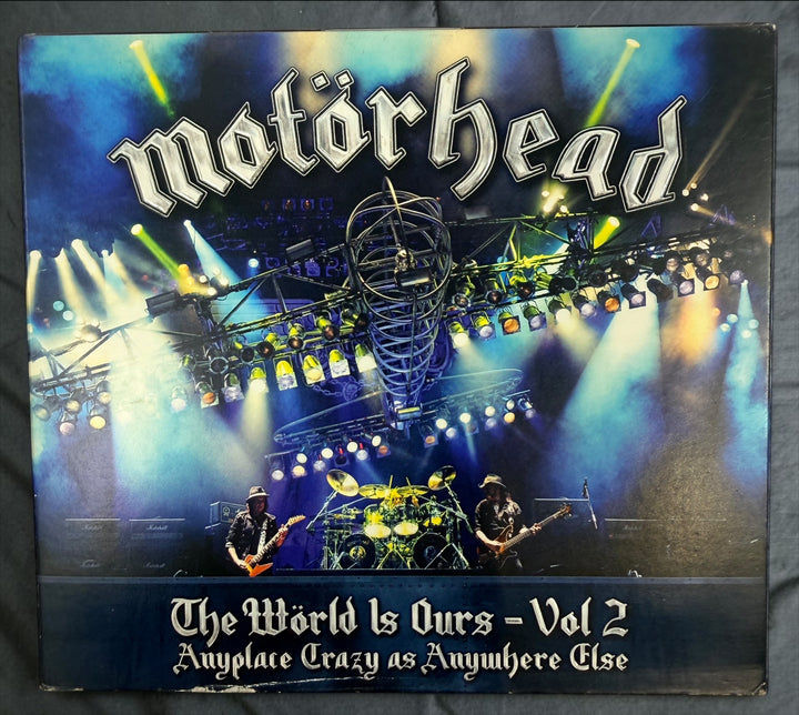 Complete Motörhead The World Is Ours Vol. 2 deluxe 4-disc box set with 2 CDs, DVD and Blu-ray. Live performances from Wacken, Sonisphere and Rock in Rio.