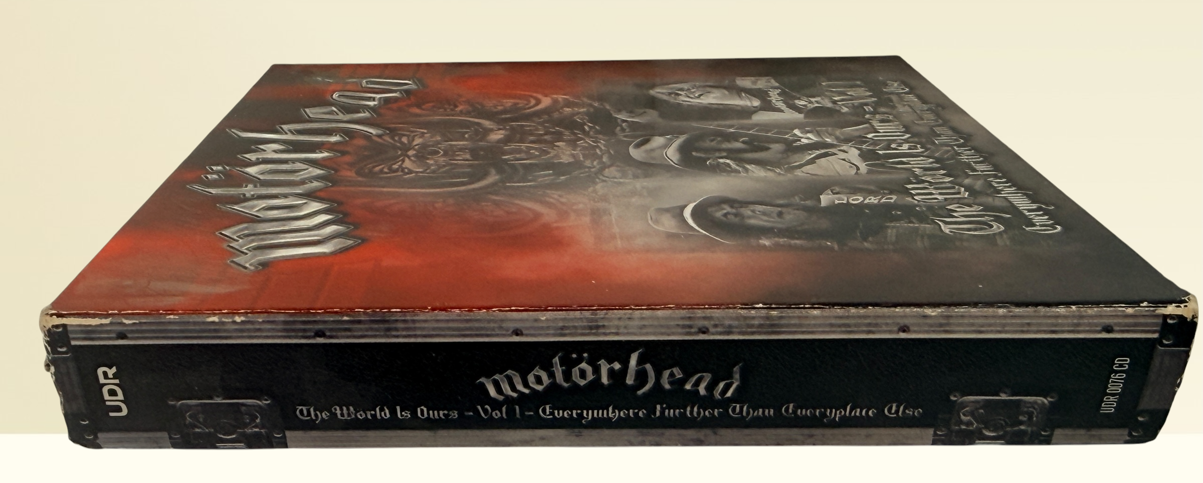 Complete Motörhead The World Is Ours Vol. 1 deluxe 3-disc live set with DVD and 2 audio CDs. Features Lemmy, Ace of Spades, Overkill, and bonus interviews.