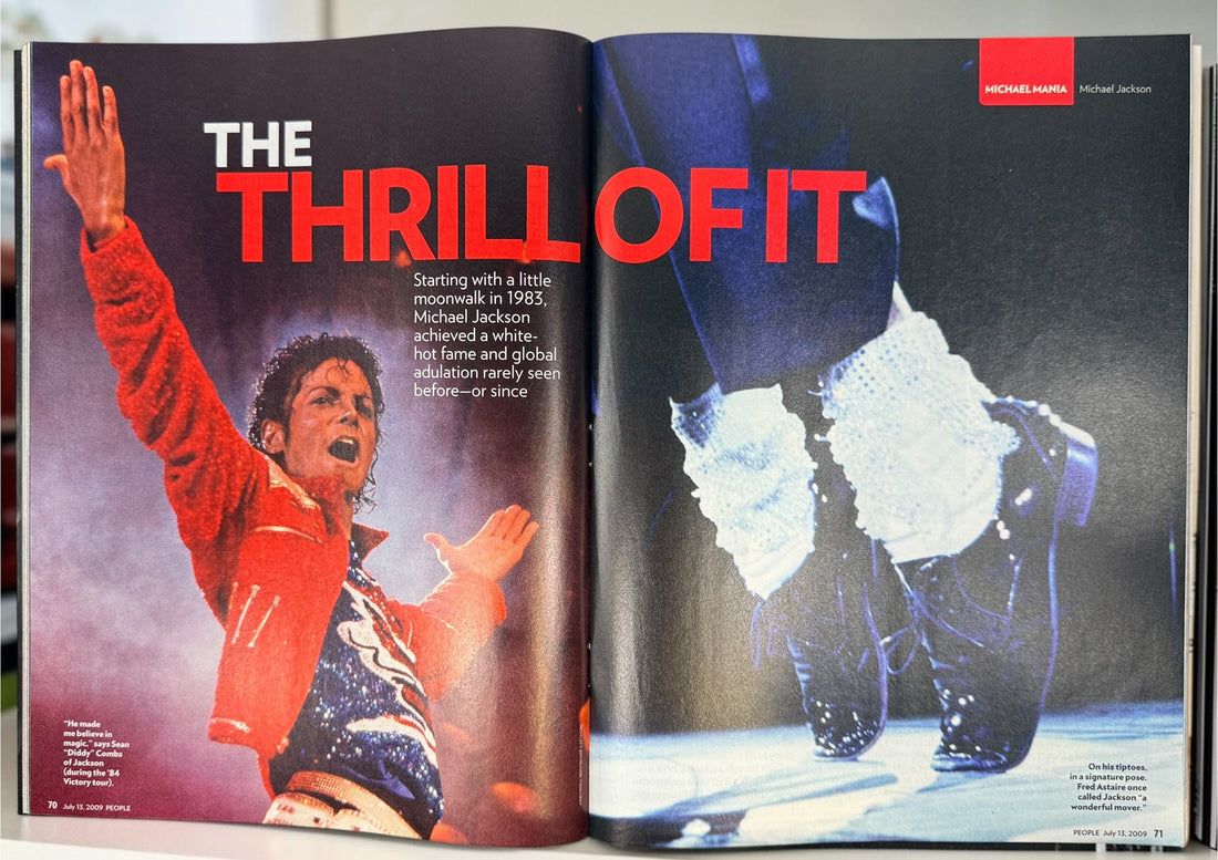Collectible 2009 Michael Jackson memorial magazine set featuring TIME Special Commemorative Edition and two People tribute issues. A must-have for fans and collectors.