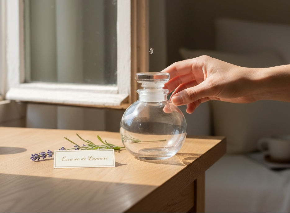 Hand-signed Lalique France crystal perfume bottle with stopper. Clear lead crystal, elegant minimal design, excellent condition. Ships worldwide from Montreal.