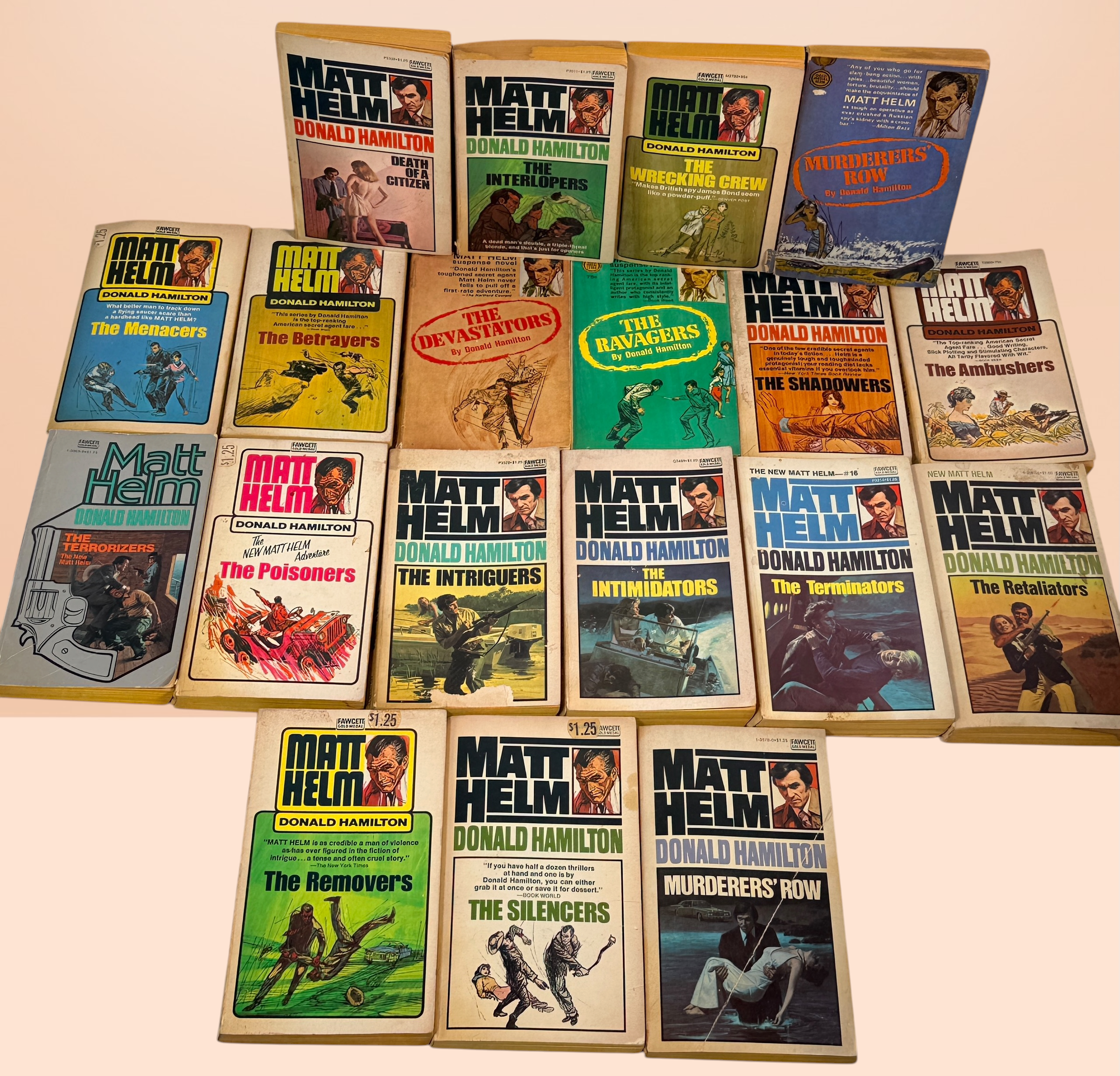 Donald Hamilton MATT HELM Lot n°1 à 18 Série Complète Vintage Fawcett Gold Medal PB