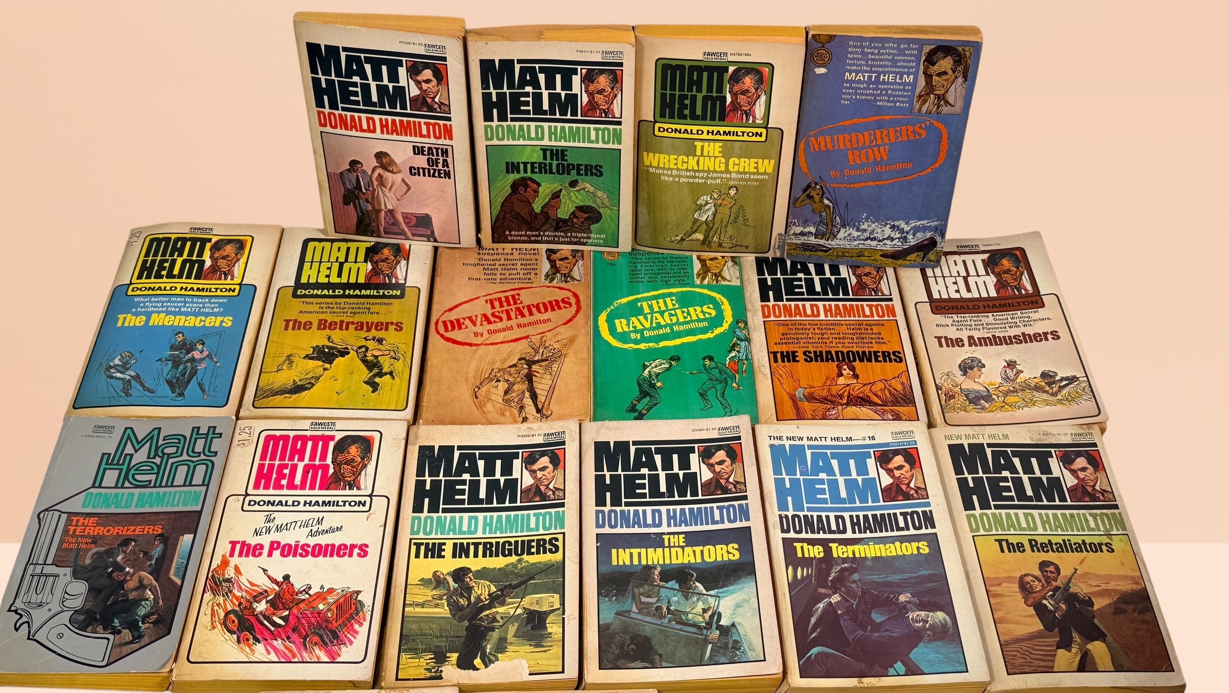 Donald Hamilton MATT HELM Lot n°1 à 18 Série Complète Vintage Fawcett Gold Medal PB