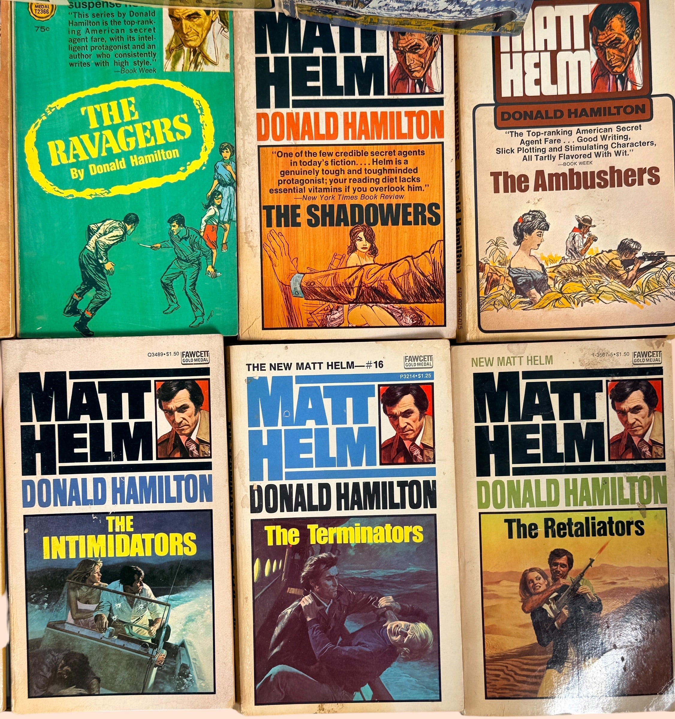Donald Hamilton MATT HELM Lot n°1 à 18 Série Complète Vintage Fawcett Gold Medal PB