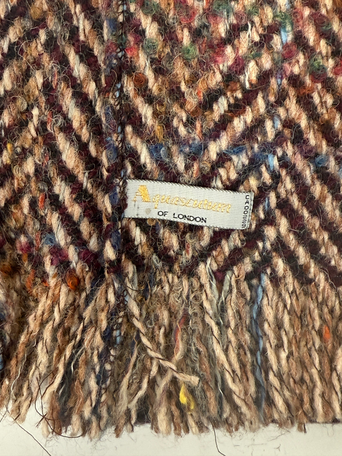 Vintage Aquascutum Wool Scarf – Herringbone Tweed Style