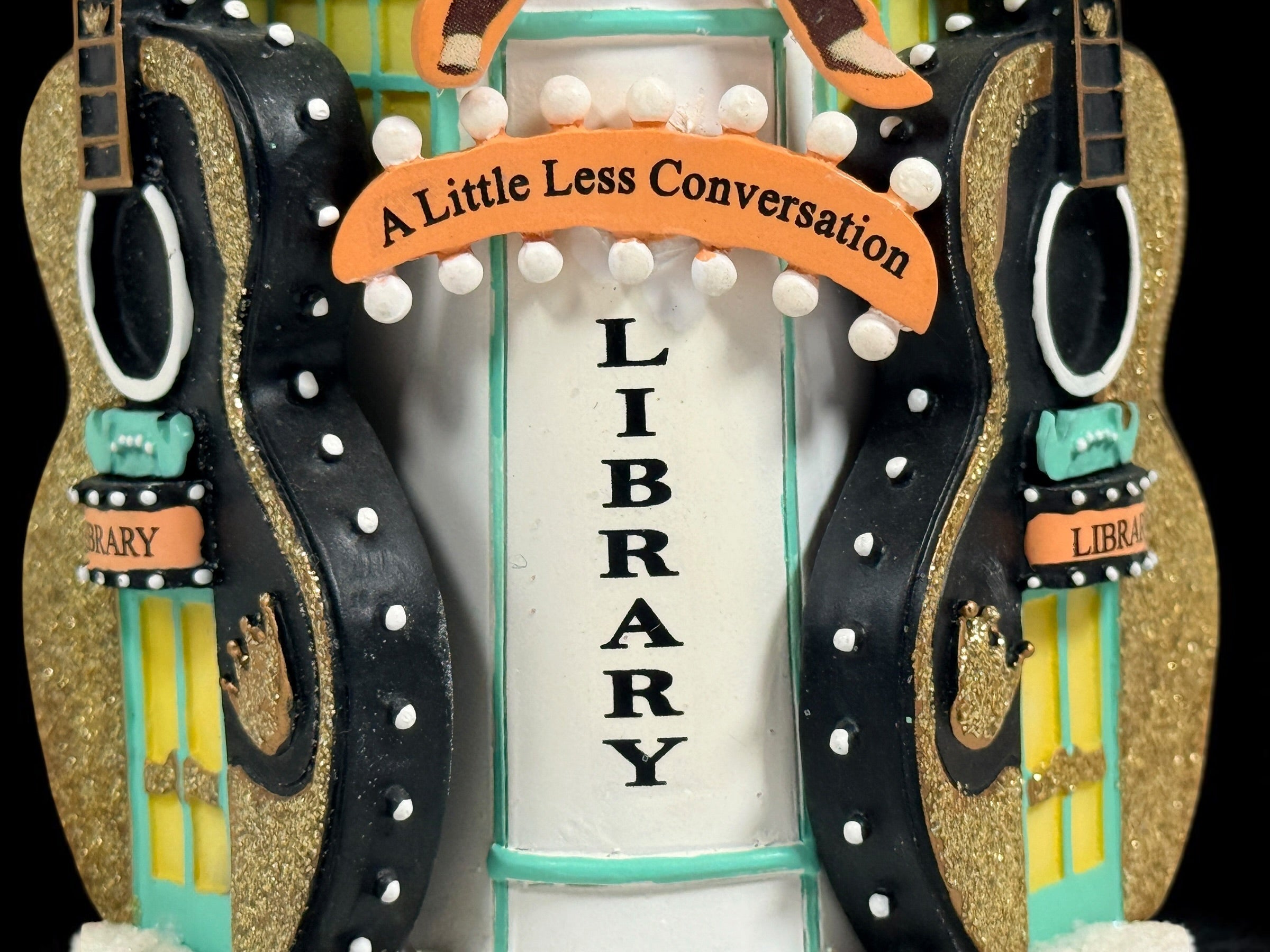 Retired 2009 Hawthorne Village Elvis Presley A Little Less Conversation Library Christmas village building. Sculpture A0339. No light cord included