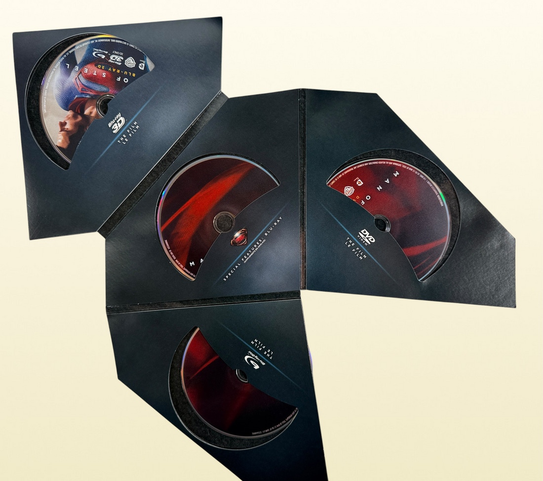 Limited numbered Man of Steel Collector's Edition #08205/10000 with embossed metal Superman case, acrylic display stand, Blu-ray 3D, Blu-ray, DVD and bonus disc.