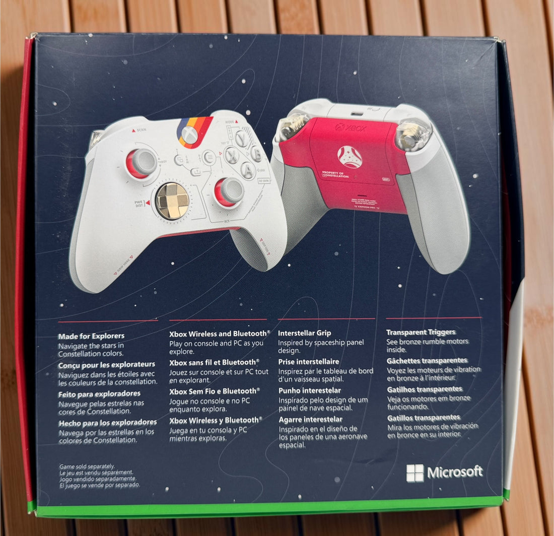 Official Microsoft Xbox Starfield Limited Edition Wireless Controller with original box. Compatible with Xbox Series X|S, Xbox One, PC, and Bluetooth devices.