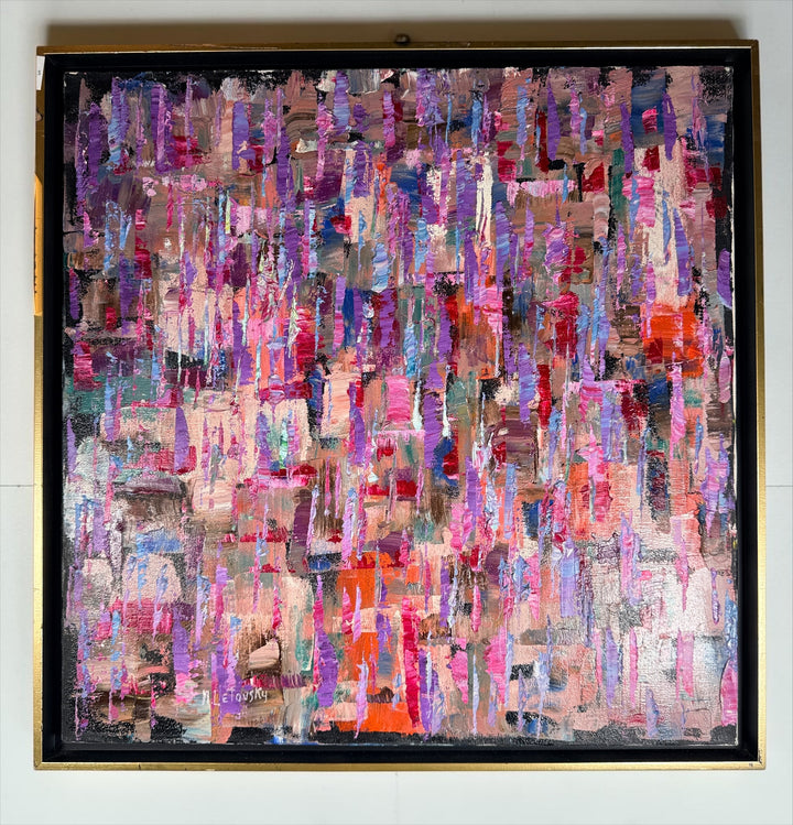 Original Nathan Letovsky "Fraternity" acrylic on canvas. Vibrant textured abstract painting by the Montreal artist, professionally framed and ready to display