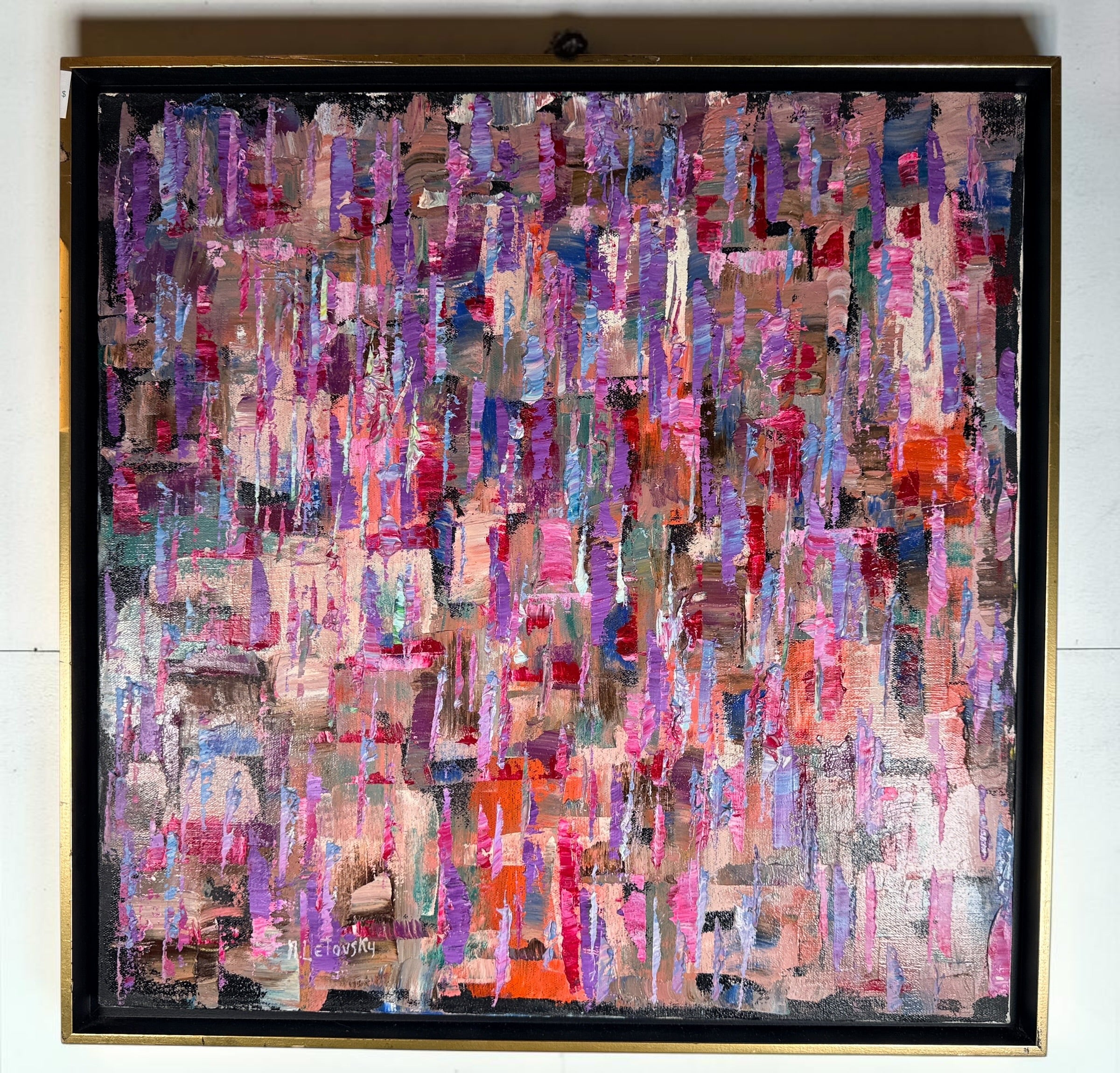 Original Nathan Letovsky "Fraternity" acrylic on canvas. Vibrant textured abstract painting by the Montreal artist, professionally framed and ready to display