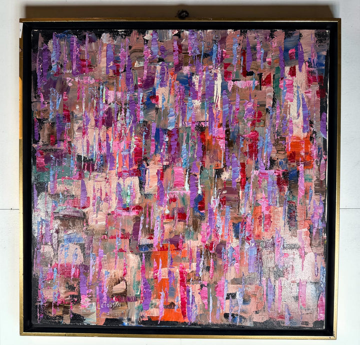 Original Nathan Letovsky "Fraternity" acrylic on canvas. Vibrant textured abstract painting by the Montreal artist, professionally framed and ready to display