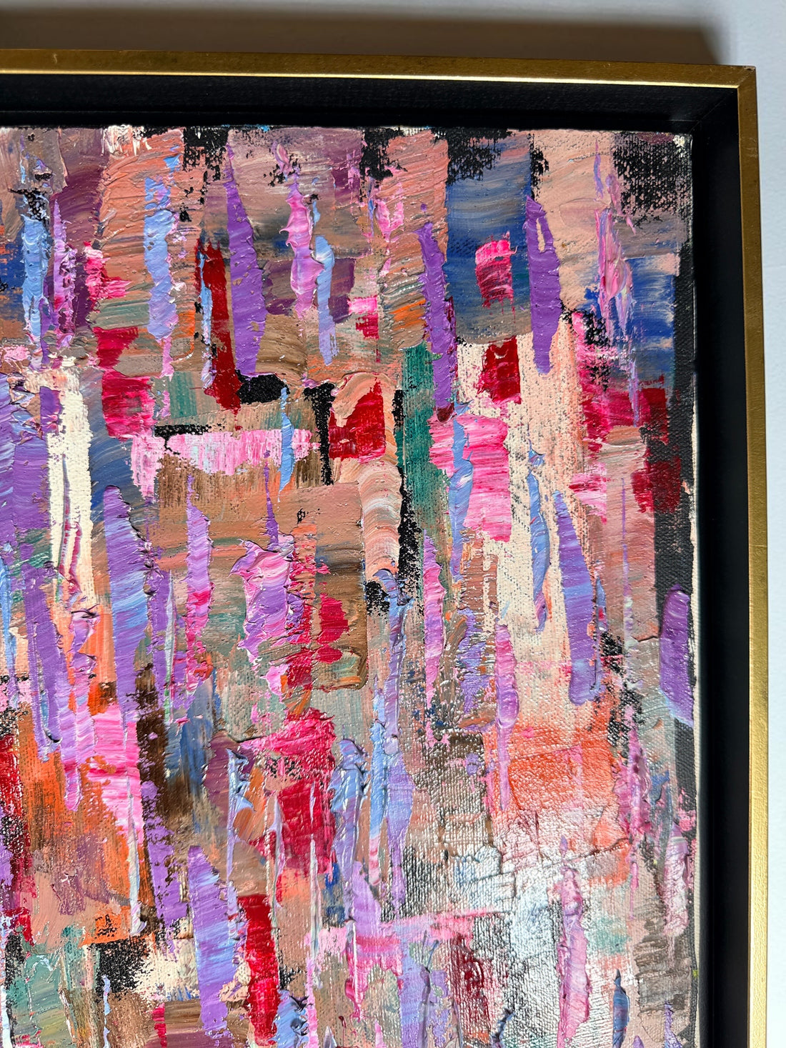 Original Nathan Letovsky "Fraternity" acrylic on canvas. Vibrant textured abstract painting by the Montreal artist, professionally framed and ready to display