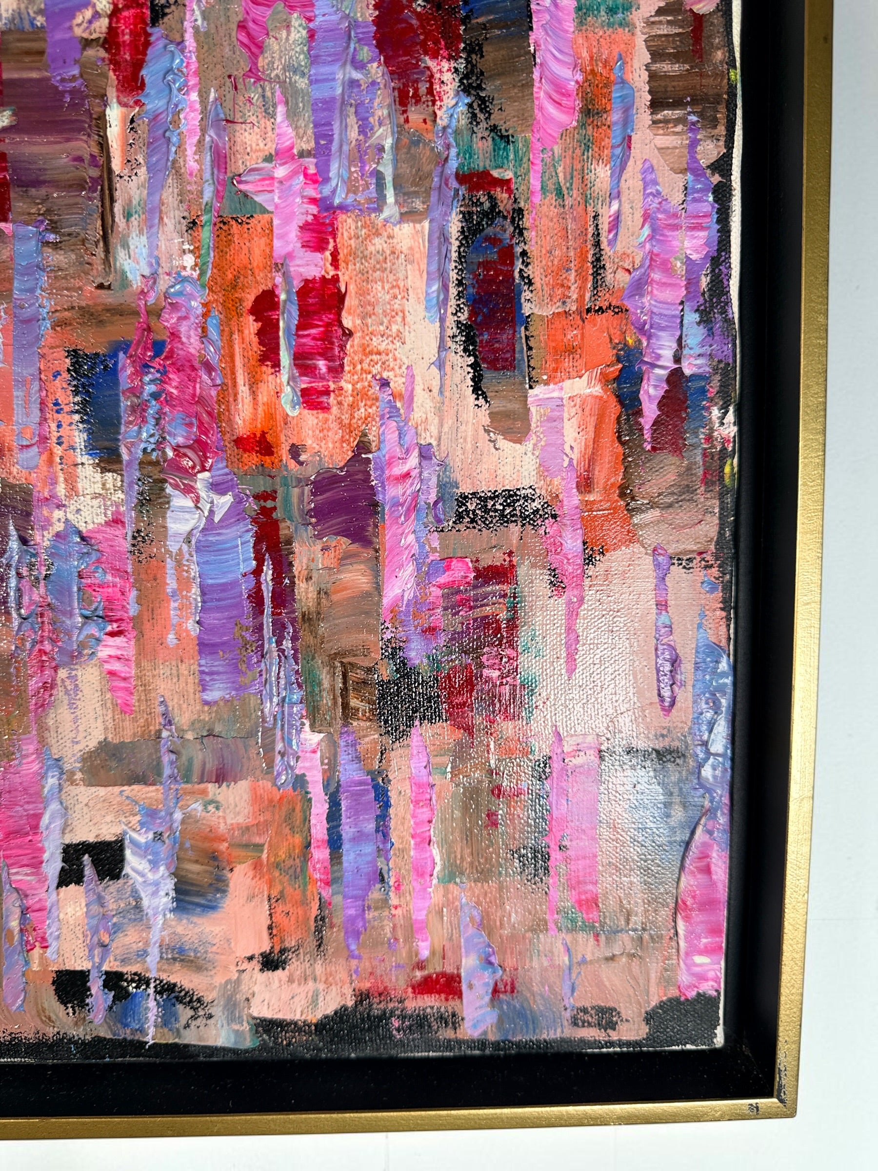 Original Nathan Letovsky "Fraternity" acrylic on canvas. Vibrant textured abstract painting by the Montreal artist, professionally framed and ready to display