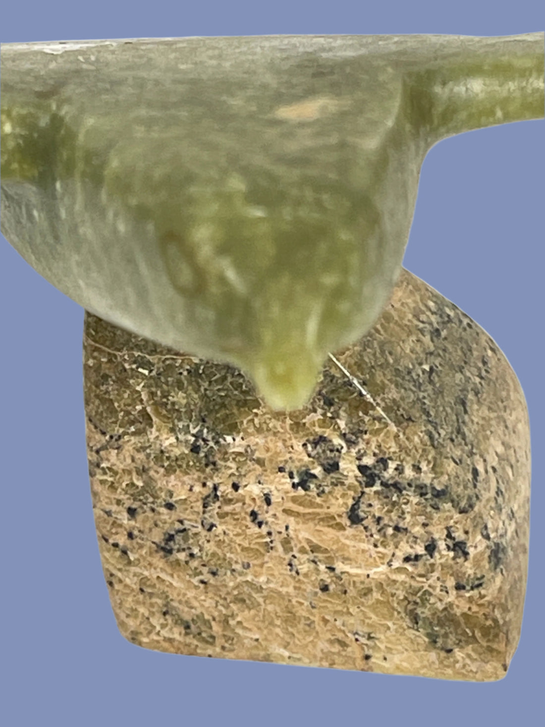 Signed Inuit Green Soapstone Bird Sculpture – Inuktitut Syllabics