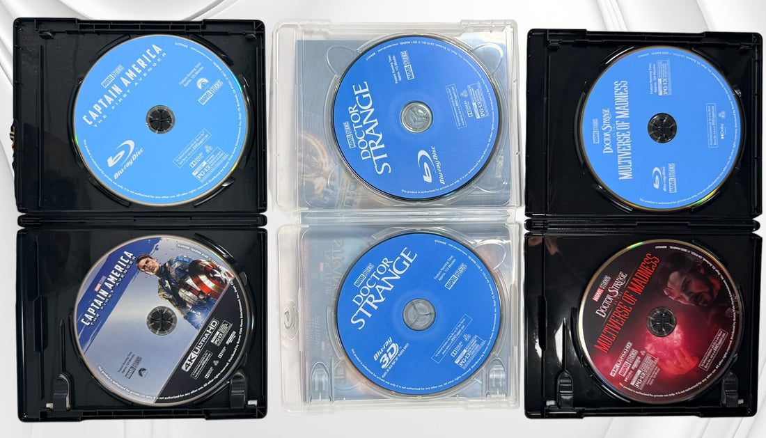 Complete 9-movie Marvel and X-Men collection featuring 4K Ultra HD, Blu-ray and Blu-ray 3D editions. Includes Logan, Hulk, Black Widow, Doctor Strange and more.