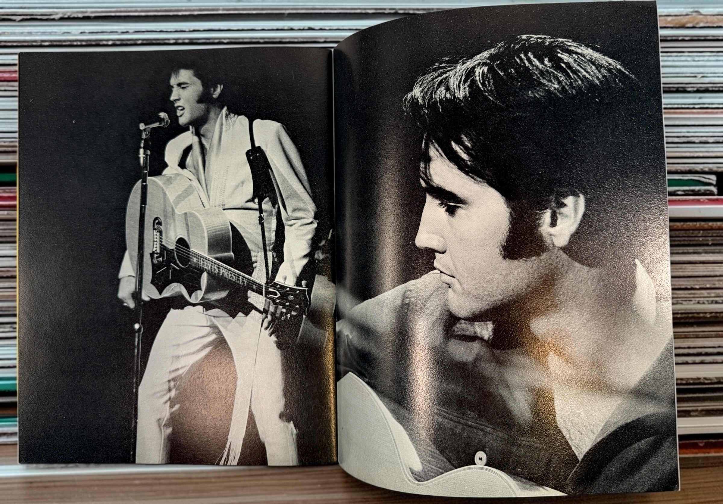 Complete vintage RCA Elvis Presley Worldwide 50 Gold Award Hits Vol. 1 box set with two original 8-track cartridges, photo album, and collector presentation box.