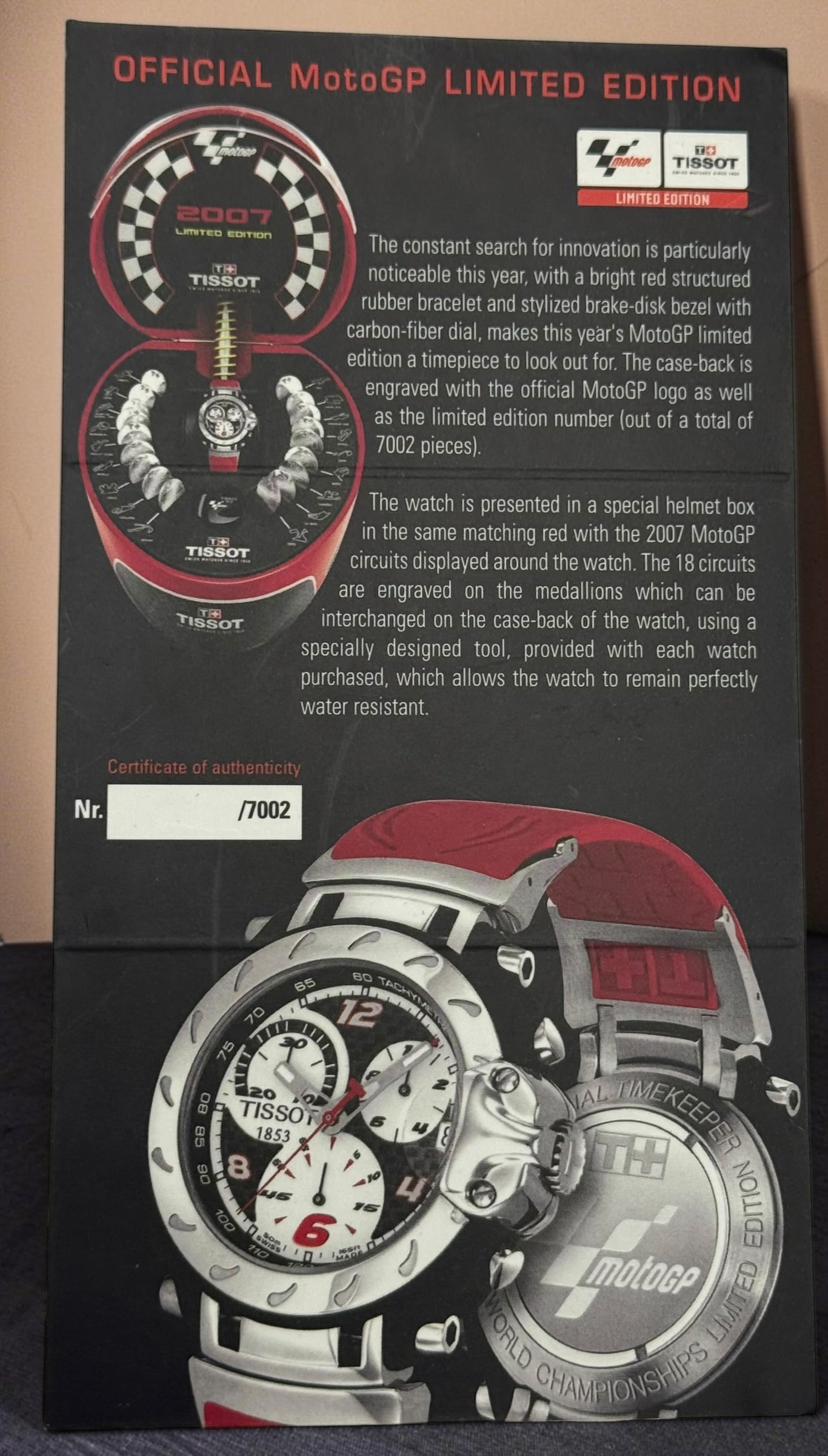 Tissot T-Race MotoGP 2007 Chronographe Édition Limitée no 1700/7002