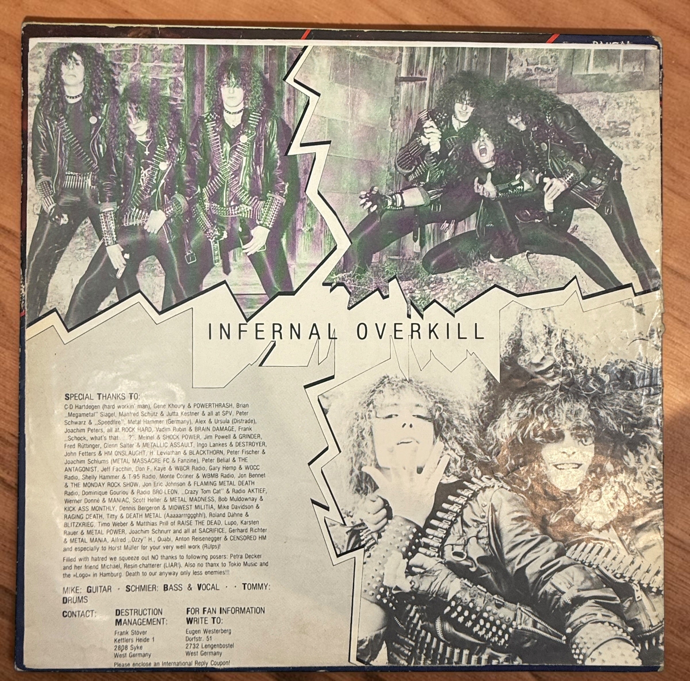 Original 1985 Destruction&nbsp;Infernal Overkill Canadian Banzai Records LP (BRC 1942). Classic German thrash metal vinyl with original sleeve. Collectible first pressing.