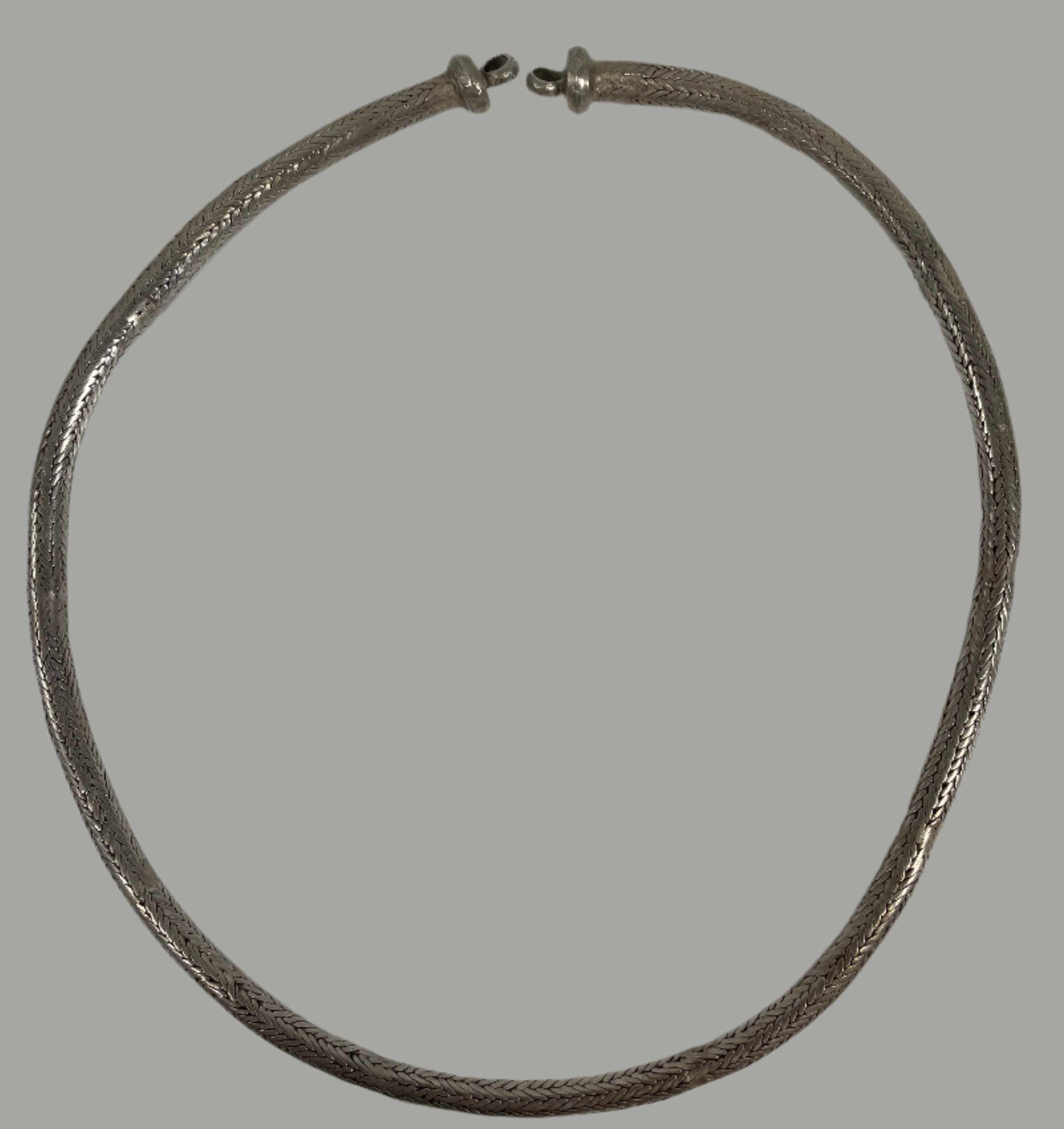 Vintage Solid Silver Serpent Chain Necklace – 75g, Hand-Forged Clasp