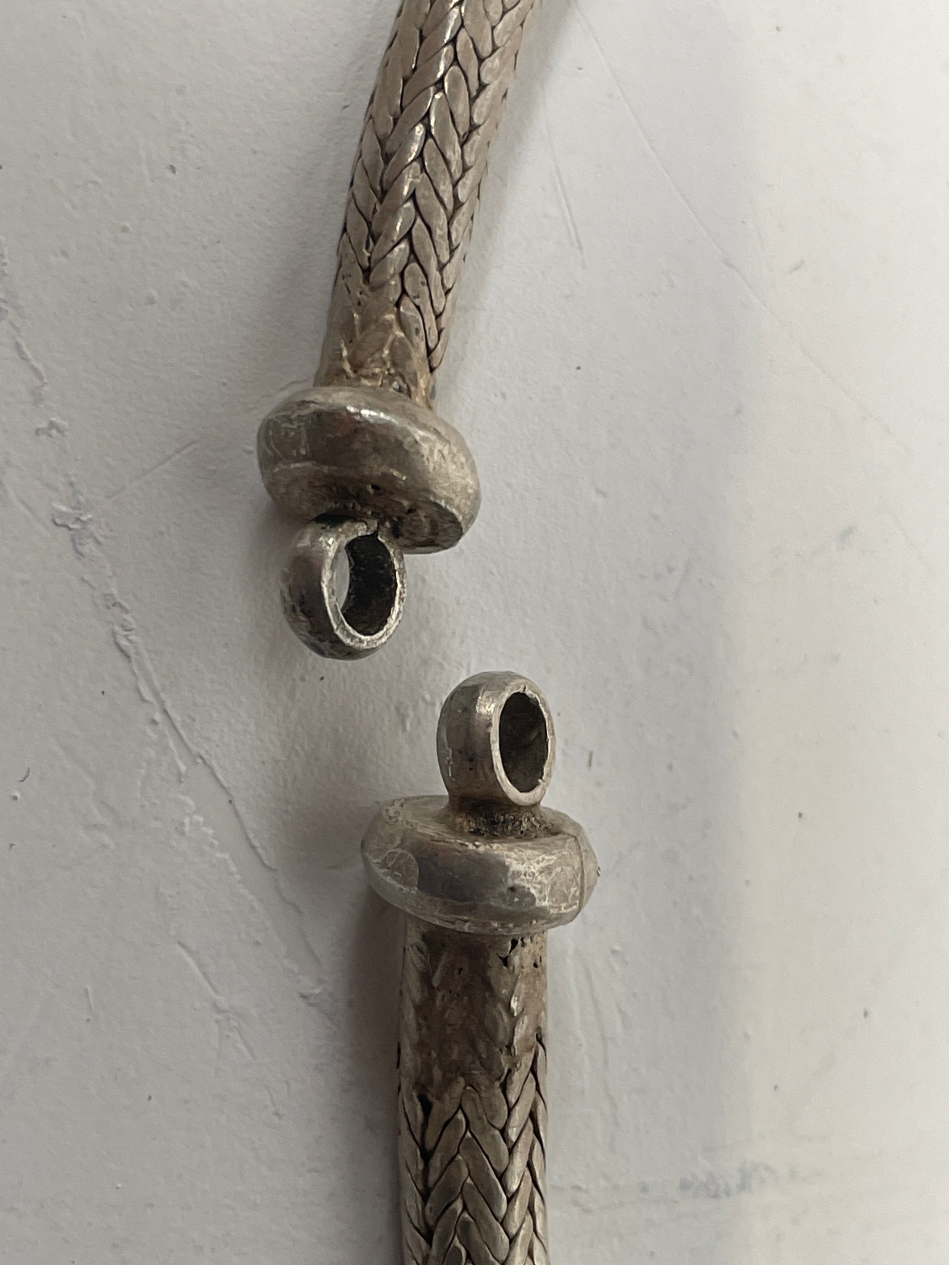 Vintage Solid Silver Serpent Chain Necklace – 75g, Hand-Forged Clasp