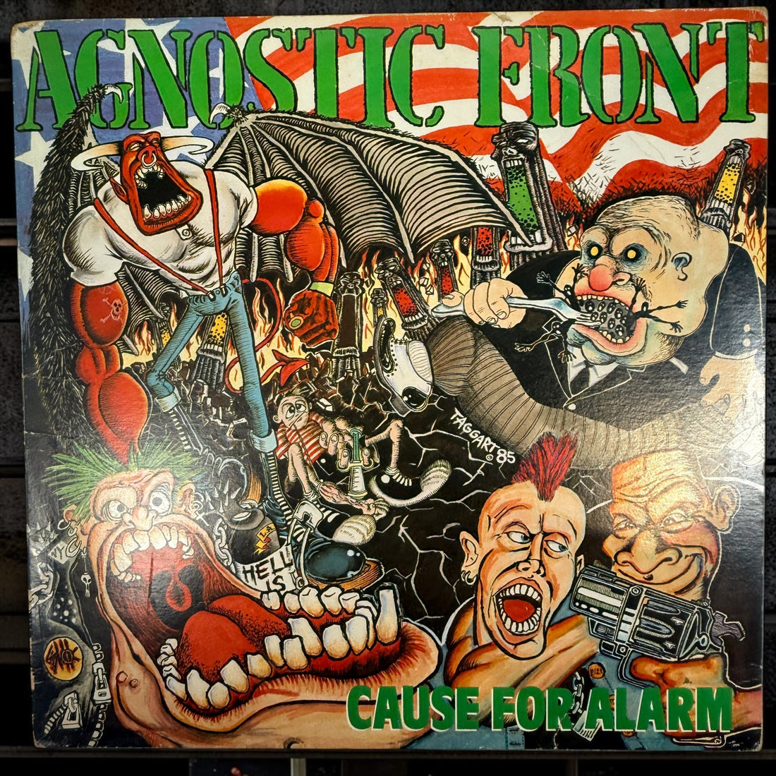 Original 1986 Canadian Agnostic Front Cause For Alarm LP on Cobra Core Records CL 1014. Tested vintage hardcore punk vinyl with original jacket