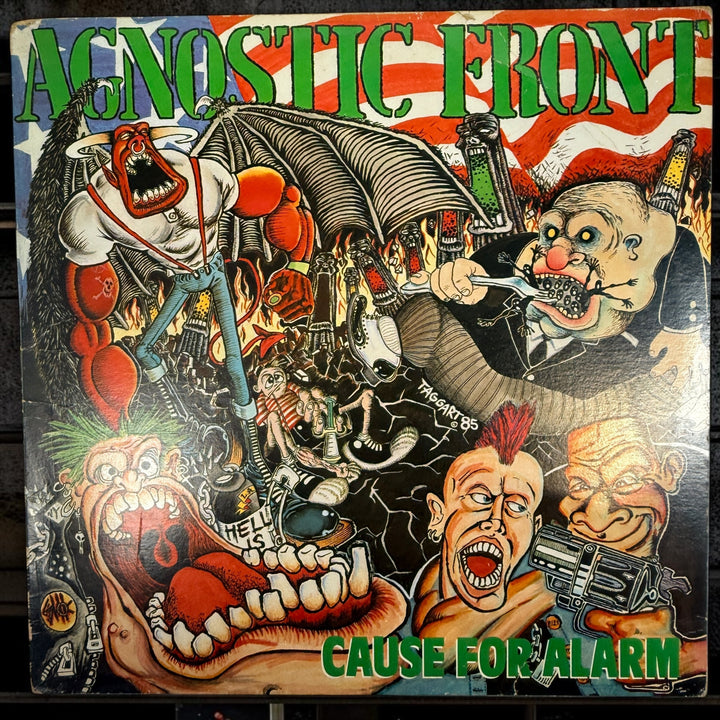 Original 1986 Canadian Agnostic Front Cause For Alarm LP on Cobra Core Records CL 1014. Tested vintage hardcore punk vinyl with original jacket
