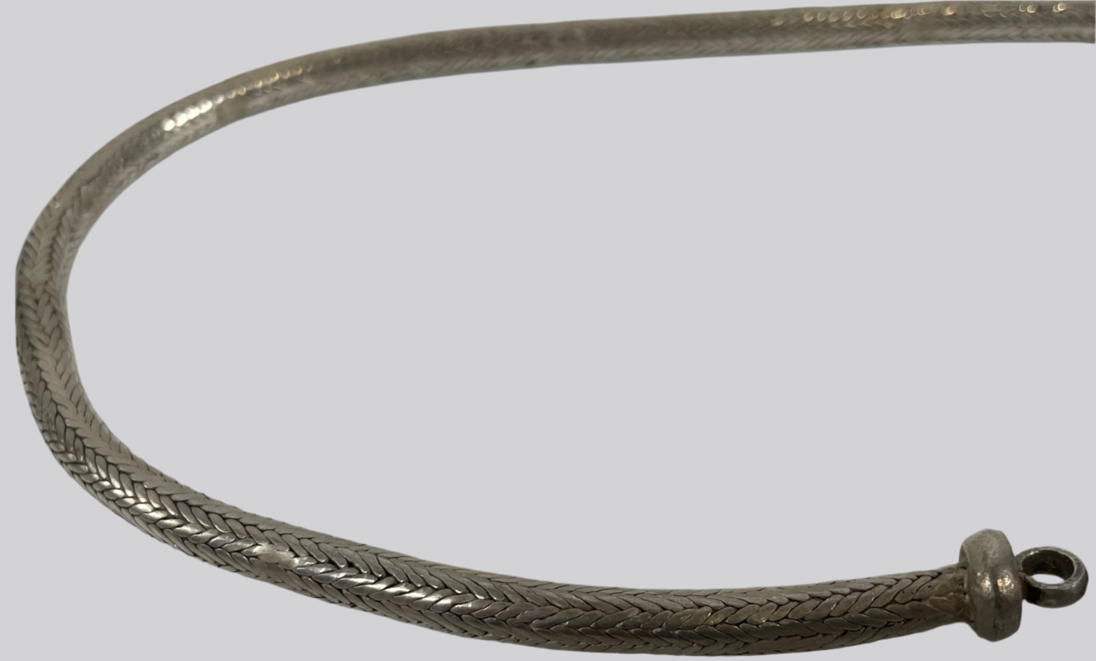 Vintage Solid Silver Serpent Chain Necklace – 75g, Hand-Forged Clasp